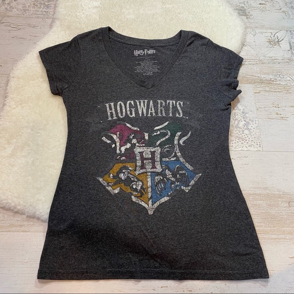 Wizarding World Of Harry Potter Tops - Harry Potter Hogwarts Shield V Neck T Shirt